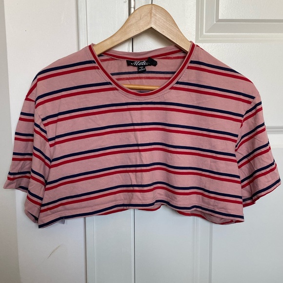 Pink crop top with red and blue strips - Picture 3 of 4